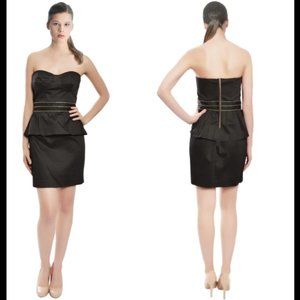 New Anthropologie Parameter Eve strapless bustier peplum zipper trim mini dress
